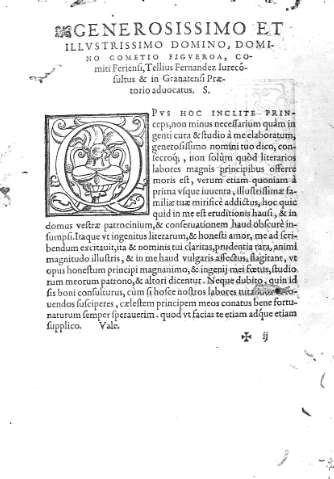 Generosissimo et Illustrissimo Domino, Domino Cometio Figueroa,...