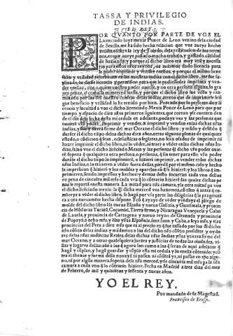 Tassa y privilegio de Indias