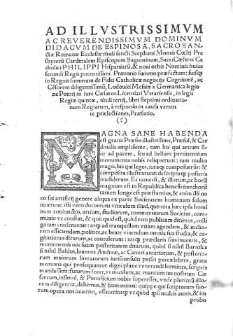 Ad illustrissimum a creveredissimum dominum didacum de Espinosa, ...