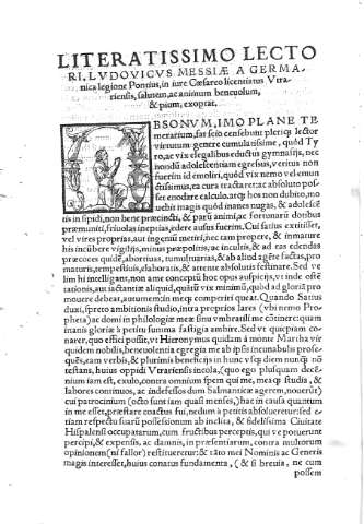 Literatissimo lectori, ludovicus messiae a germanica legione Pontius, ...