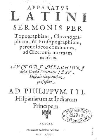 Apparatvs latini sermonis per Topographiam, Chronographiam ...