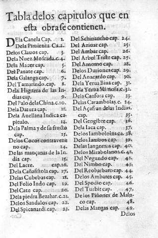 Tabla delos capitulos que en esta obra se contienen