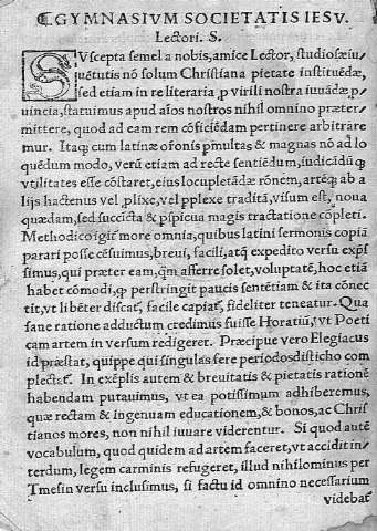 Gymnasium societatis iesu. Lectori. S.
