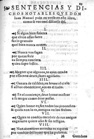 [Sentencias y dichos notables que don Juan Manuel...] M