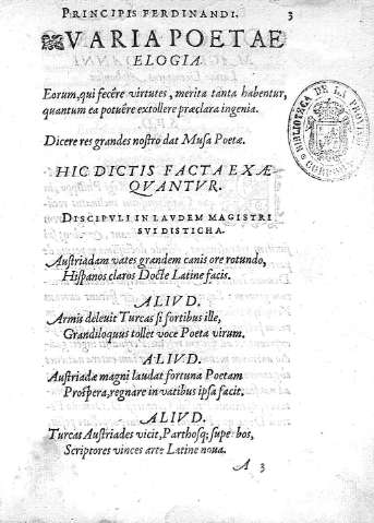 [Principis Ferdinandi, varia poetae elogia...] 3