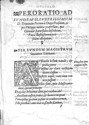 Perotatio ad eundem illustrissimum D. Dominum Petrum à Deza...