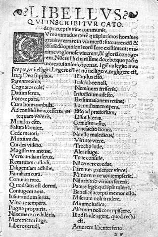 [Libellus qui inscribitur cato.] a v