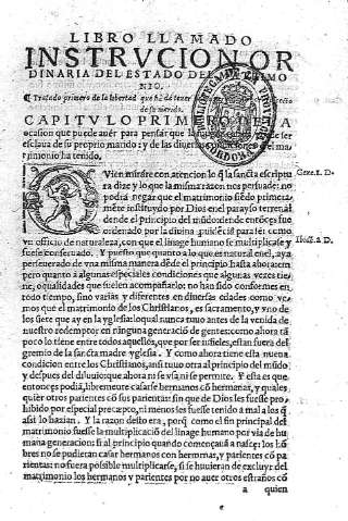 Libro llamado Instrucion ordinaria del estado del matrimonio y Tratado primero
