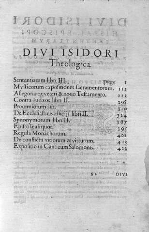 Divi Isidori Theologica