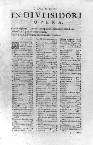 [Index in Divi Isidori Opera] a