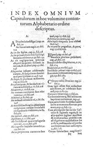 [Index omnium Capitulorum...] Rr