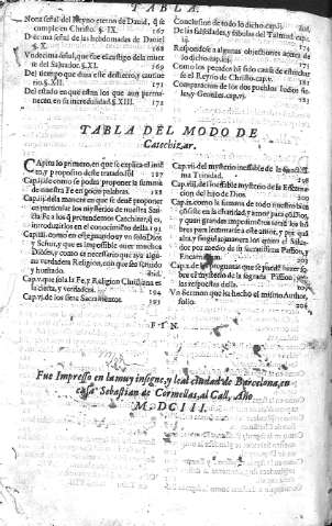 Tabla del modo de Catechizar