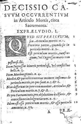[Decissio casuum occurrentium in Articulo...] 1