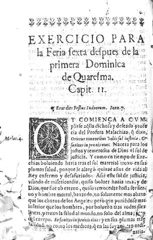 Exercicio para la Feria sexta despues de la primera Dominica de Quaresma