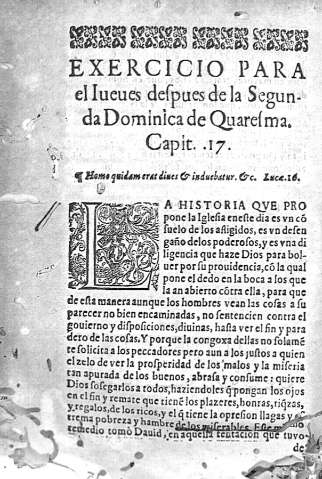 Exercicio para el Jueves despues de la Segunda Dominicana de Quaresma