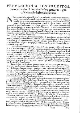 Prevencion a los eruditos manifestando el credito de los Autores,...