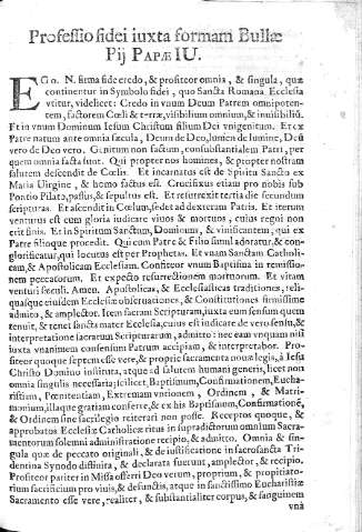 Prosessio fidei iuxta formam Bullae...