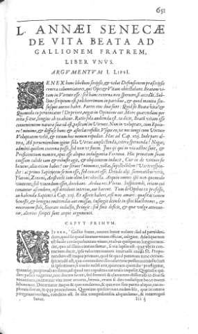 [L. annaei Senecae de vita beata ad Gallionem fratrem y Liber Unus] 651