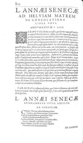 [L. annaei Senecae ad Helviam Matrem de consolatione] 802