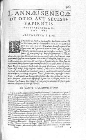 [L. annaei Senecae de Otio aut secessu sapientis] 961