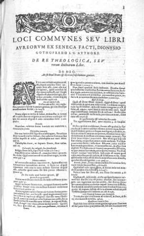 [Loci Communes seu libri Qureorum ex Seneca facti,... y De re Theologica,...] 1
