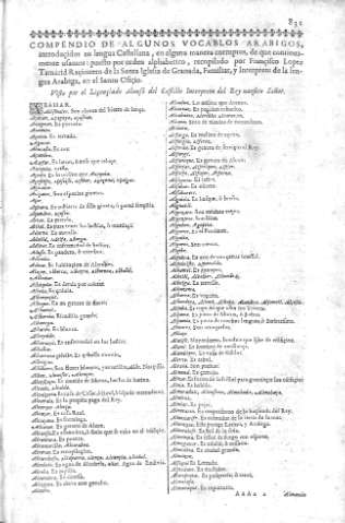[Compendio de algunos vocablos arabigos,...] 831