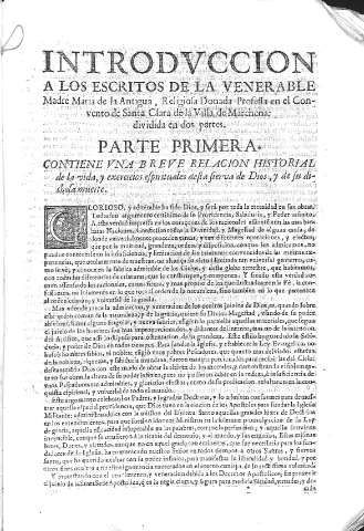 Introduccion a los escritos de la venerable Madre Maria de la Antigua,...