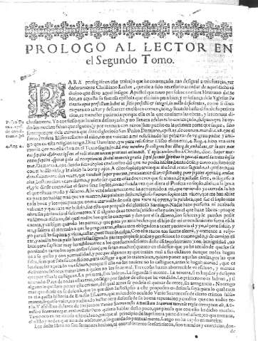 Prologo al lector en el Segundo Tomo