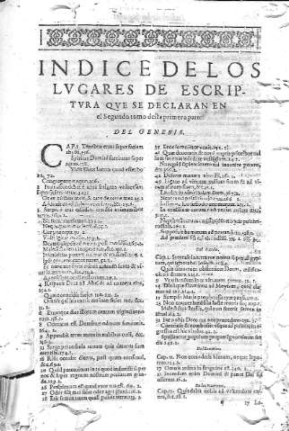 Indice de los Lugares de Escriptura... Segundo tomo desta primera parte