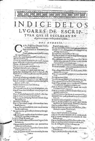 Indice de los Lugares de Escriptura... Primer tomo desta primera parte