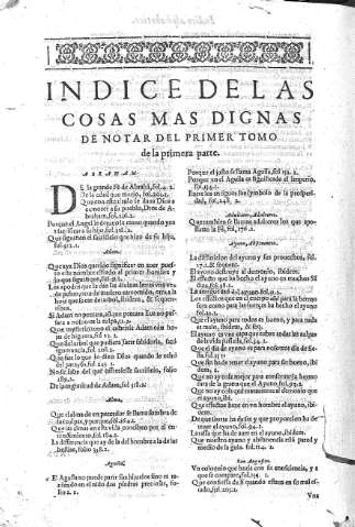 Indice de las cosas mas dignas... Primer tomo desta primera parte