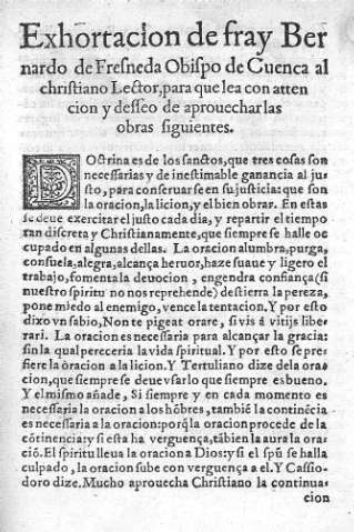 Exhortacion de fray Bernardo de Fresneda Obispo de Cuenca...