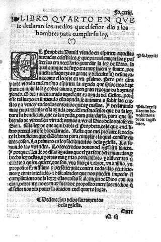 [Libro Quarto en que se declaran los medios que el señor dio a los hombres para cumplir su ley] cxxiii
