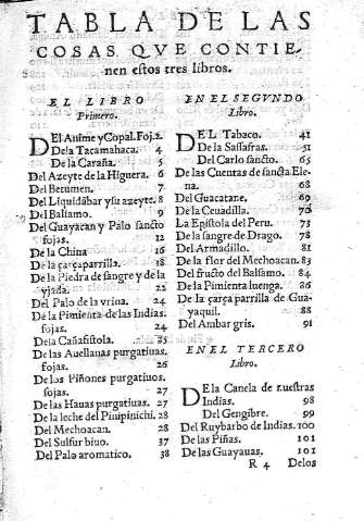 [Tabla de las cosas que contienen estos tres libros] 124