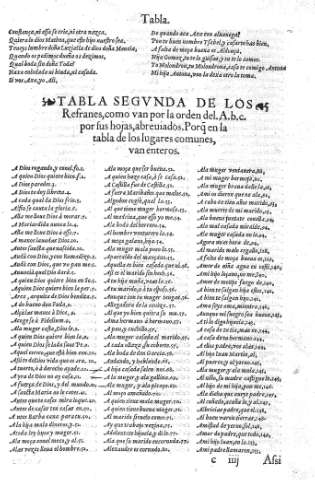 Tabla Segunda de los Refranes