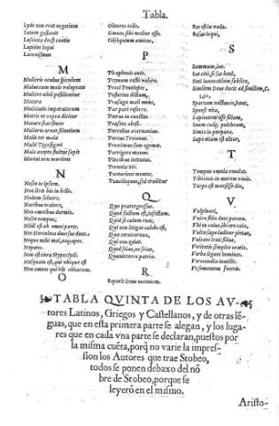 Tabla Quinta de los Autores...