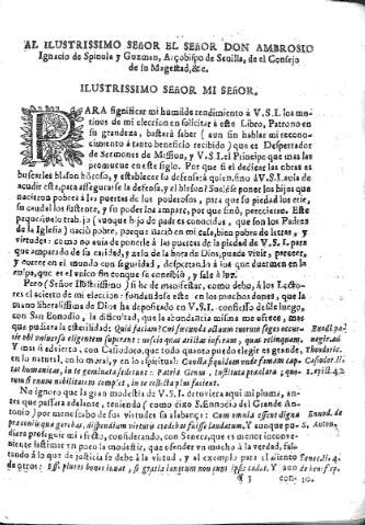 Al Ilustrissimo Señor el Señor Don Ambrosio Ignacio de Spinola...