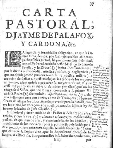 [Carta Pastoral, D. Jayme de Palafox, y Cardona, &c.] 37