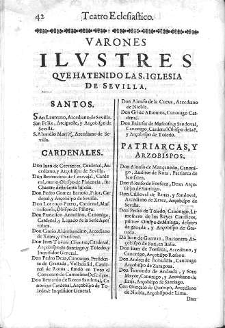 [Varones Ilustres que ha tenido la S. Iglesia de Sevilla] 42