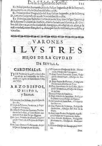 [Varones Ilustres hijos de la ciudad de Sevilla] 121