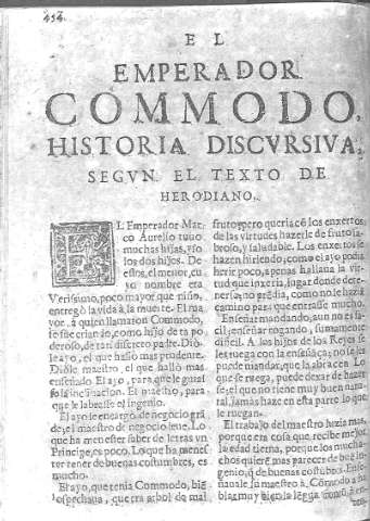 [El emperador Comodo, historia discursiva, segun el texto de Herodiano] 454