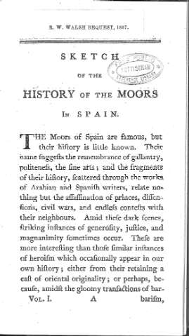 [Sketch of the History of the Moors in Spain] 1
