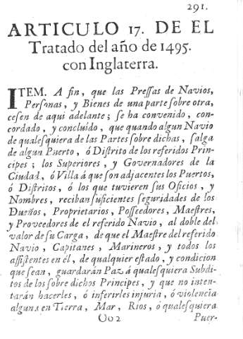[Articulos de Tratados de Pazes] 291