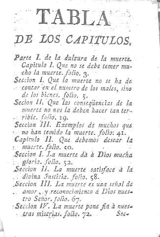 Tabla de los Capitulos