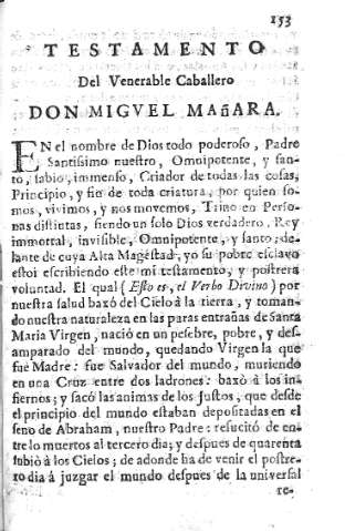 [Testamento del venerable Caballero D. Miguel Mañara] 153