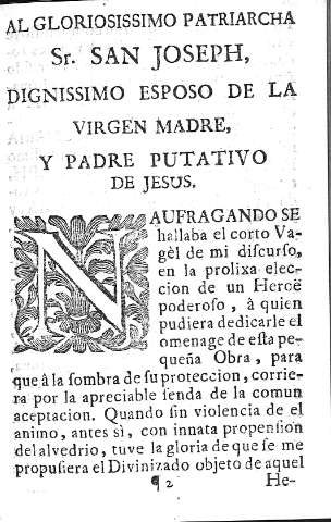 Al gloriosissimo patriarcha Sr. San Joseph,...