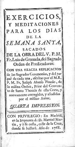 Exercicios, y meditaciones para los dias de la Semana Santa,...