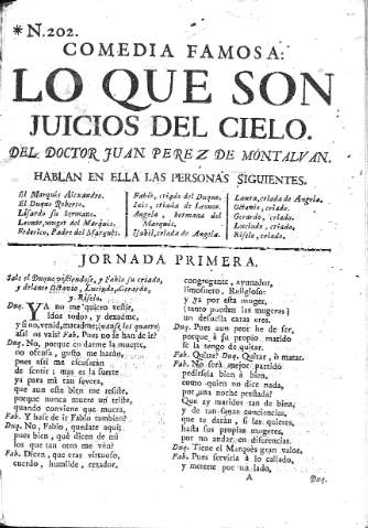 [Comedia Famosa: Lo que son Juicios del Cielo... y Jornada primera] 1