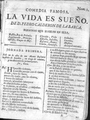[Comedia Famosa. La vida es sueño y Jornada primera1