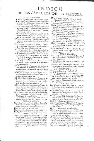 Indice de los capitulos de la Censura